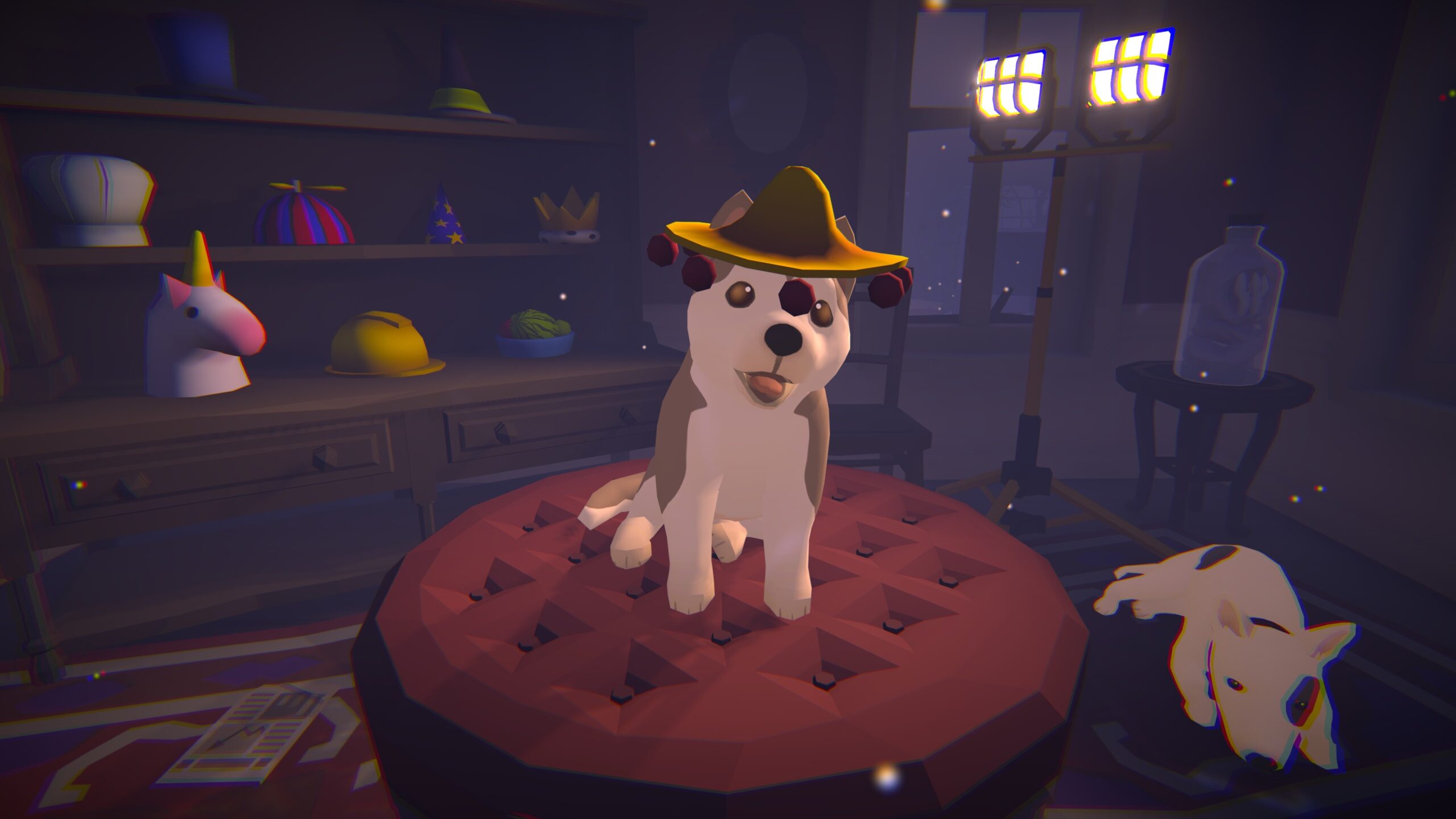 Upcoming cozy co-op horror game by LazyFlock featuring players exploring as dogs in a spooky environment.