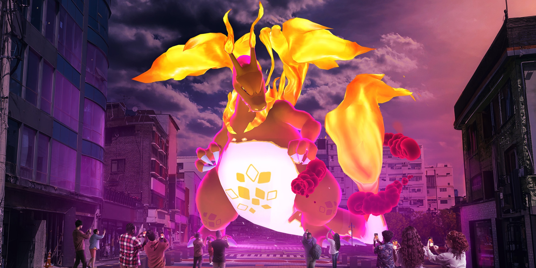 Pokemon GO players overlooking Max Raids featuring Gigantamax and Dynamax Pokemon in Niantics augmented reality mobile game